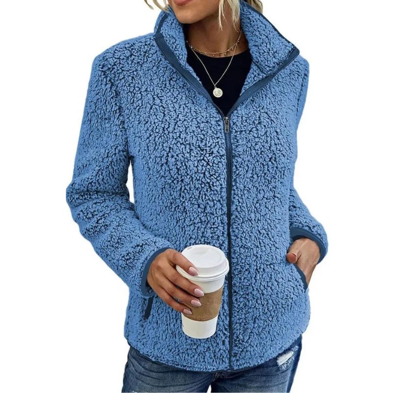 Women's Teddy Fleece Winter Jacket in Blue