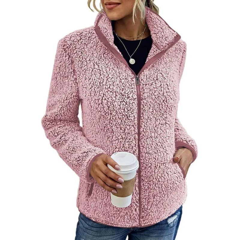 Women's Teddy Fleece Winter Jacket in Pink