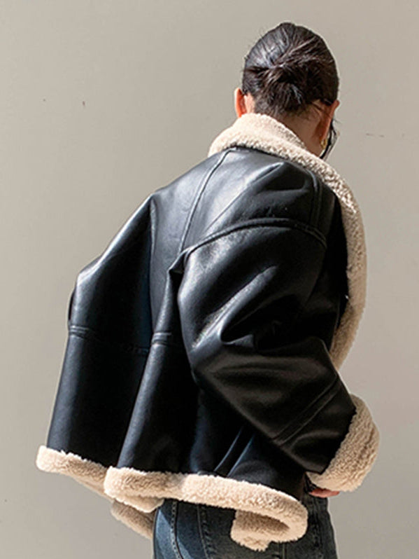 Women's Teddy Trim Faux Leather Jacket
