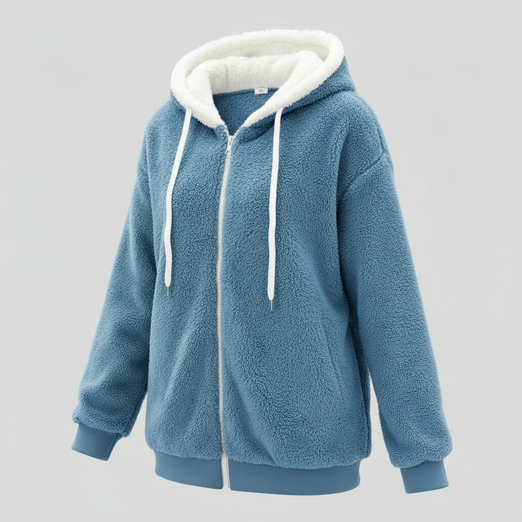 Women's Teddy Zip Up Hoodie in Blue