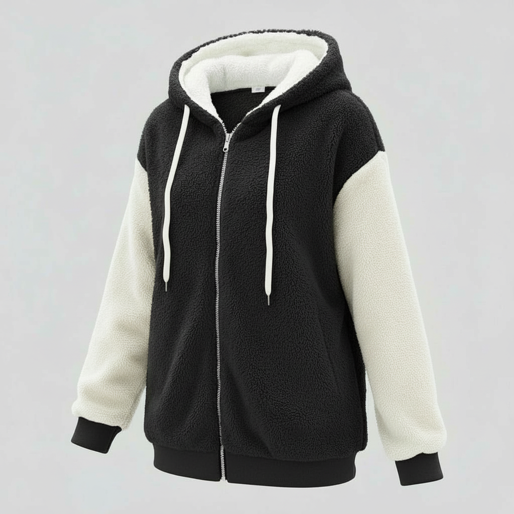 Women's Teddy Zip Up Hoodie in Dark Grey