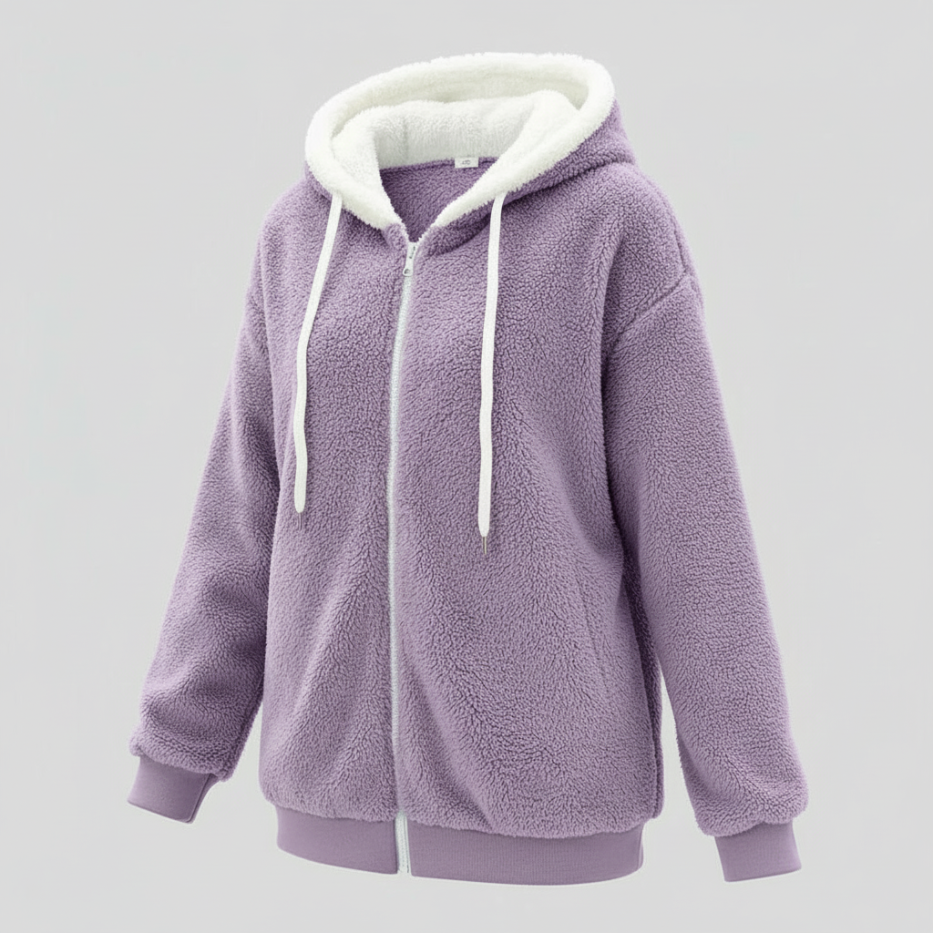 Women's Teddy Zip Up Hoodie in Lilac