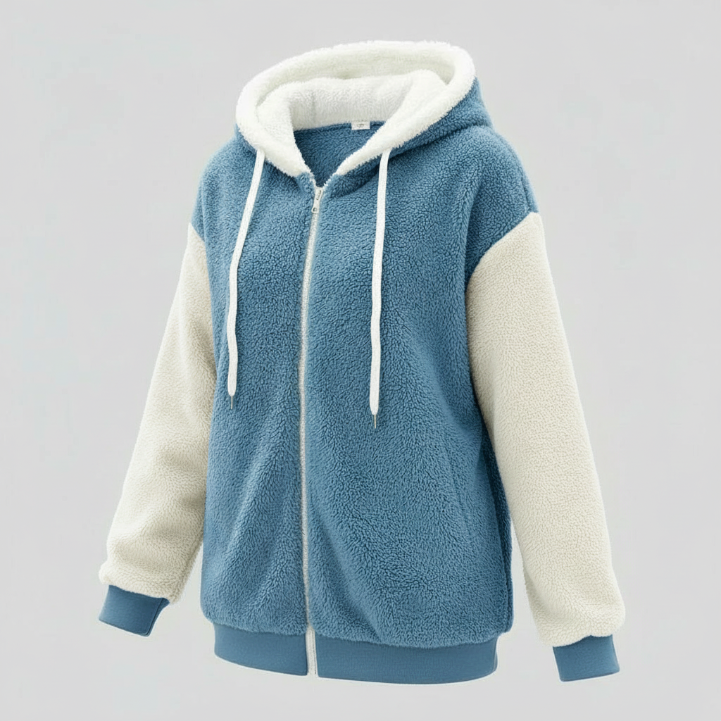 Women's Teddy Zip Up Hoodie in Sky Blue
