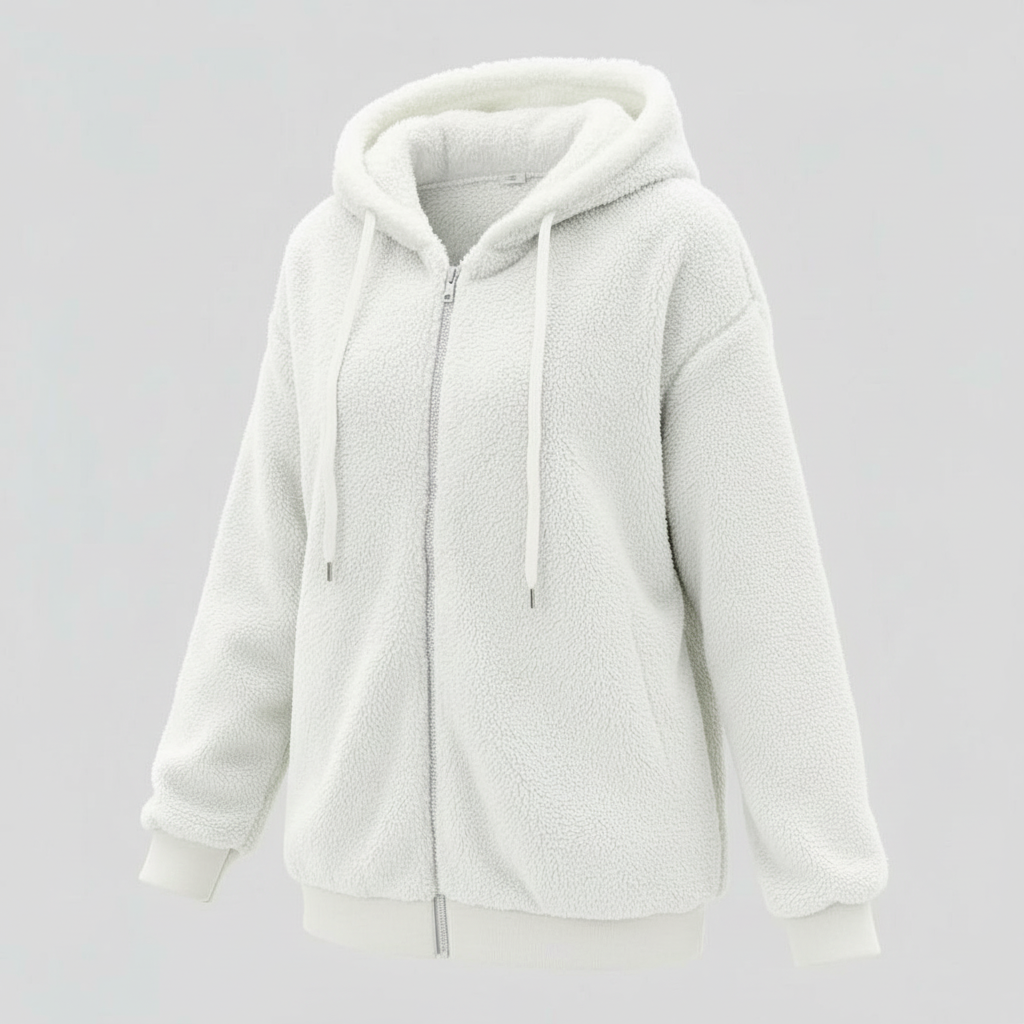 Women's Teddy Zip Up Hoodie in White