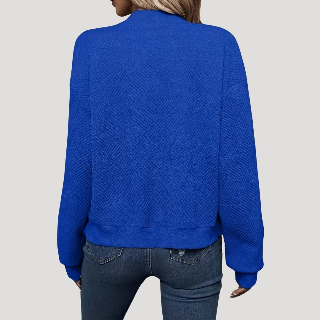 Women's Textured Bomber Jacket in Blue