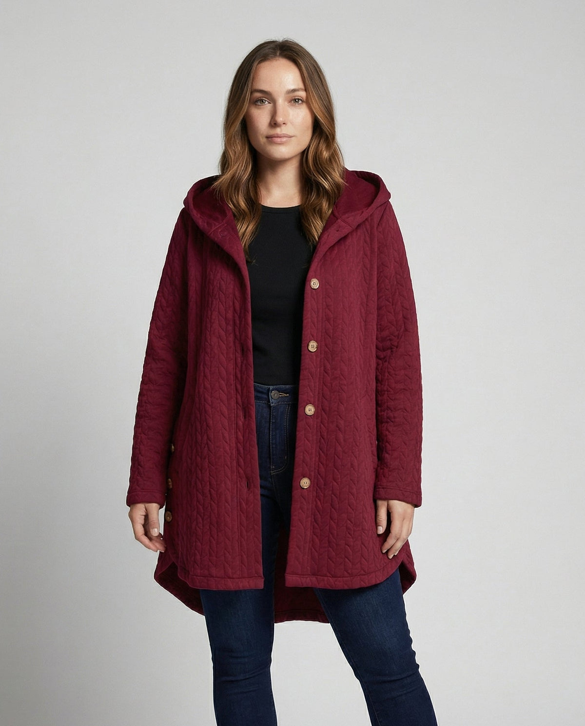 Women's Textured Hooded Winter Jacket