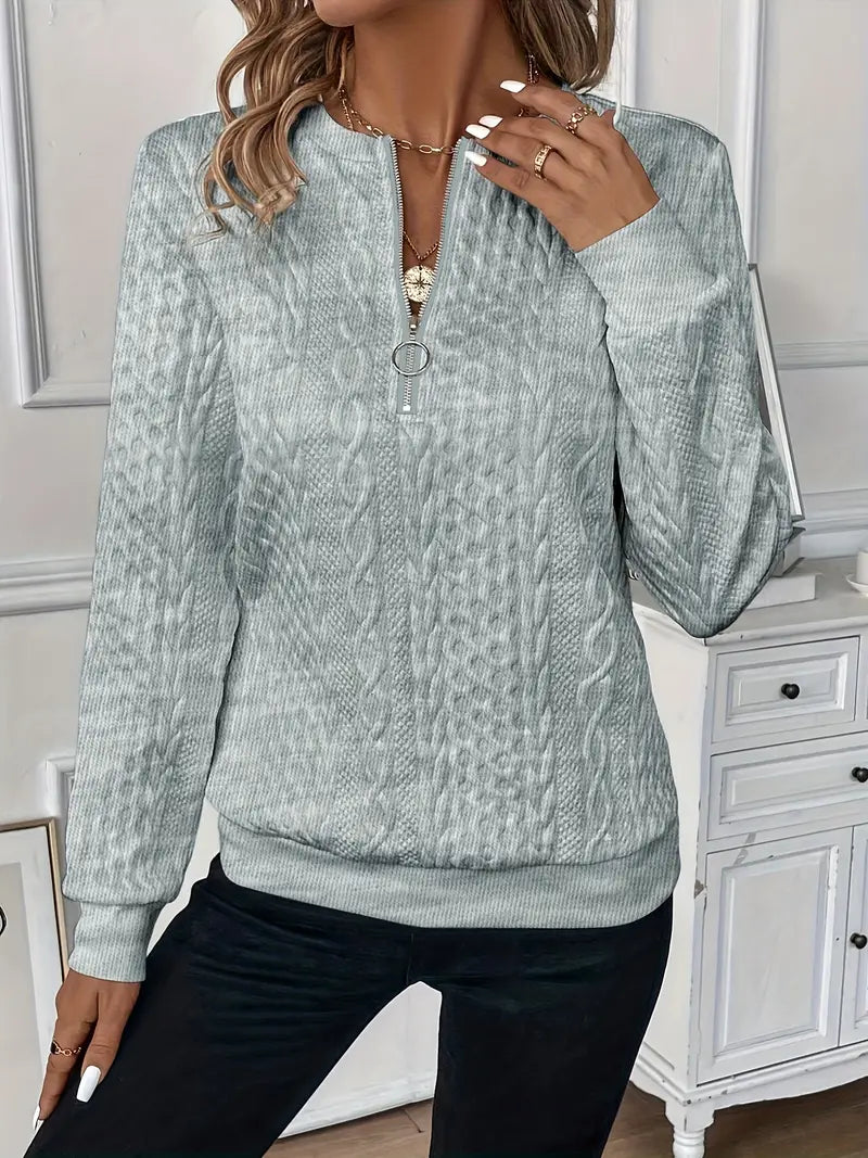 Women's Textured Quarter Zip Sweater