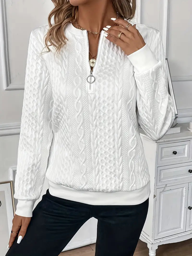 Women's Textured Quarter Zip Sweater