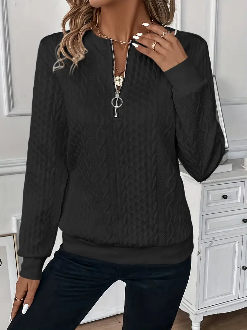 Women's Textured Quarter Zip Sweater
