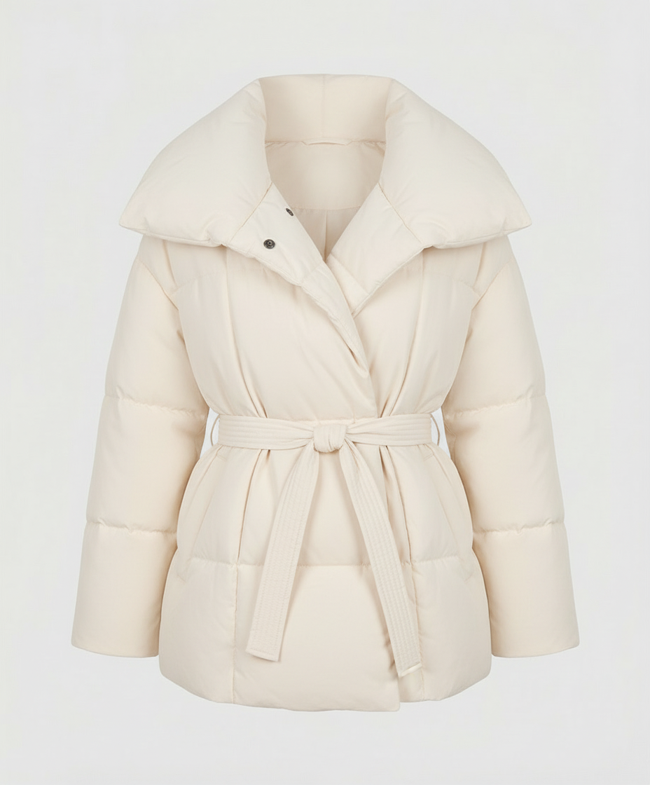 Women's Tie Waist Puffer Winter Jacket
