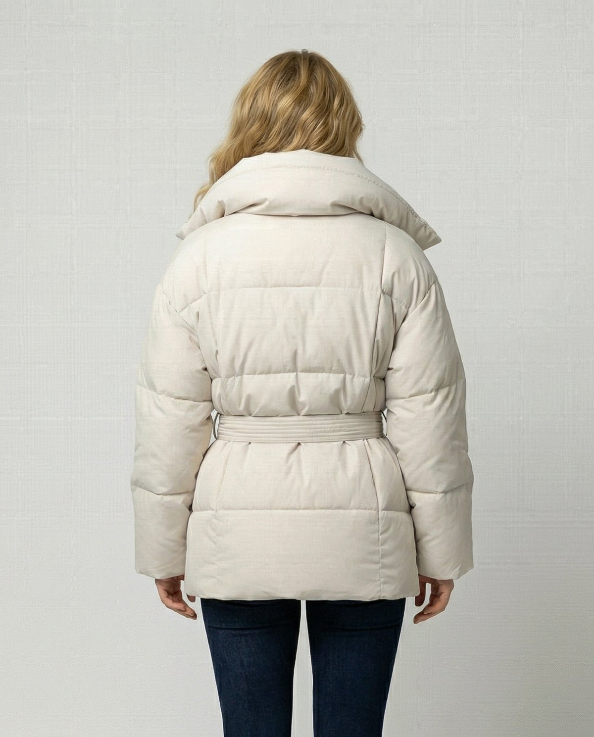 Women's Tie Waist Puffer Winter Jacket