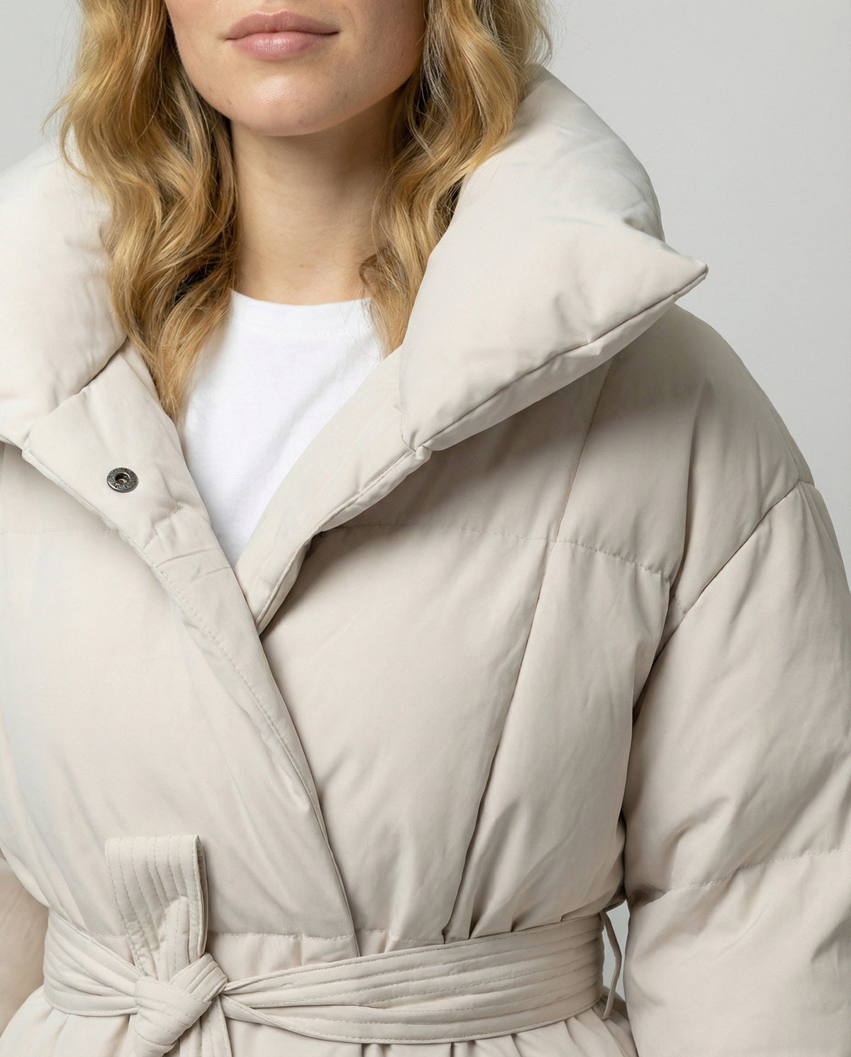 Women's Tie Waist Puffer Winter Jacket