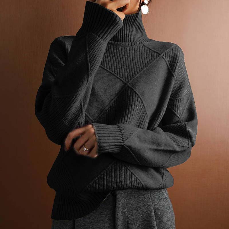 Women's Turtleneck Knit Sweater in Black