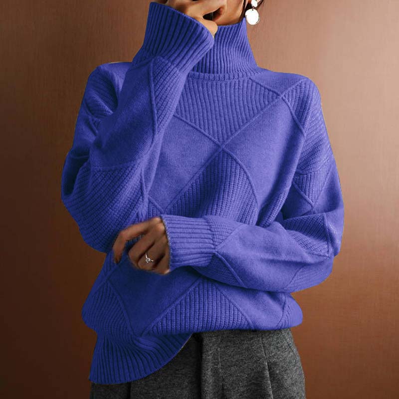 Women's Turtleneck Knit Sweater in Blue