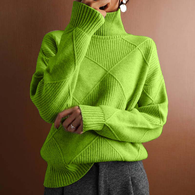Women's Turtleneck Knit Sweater in Green