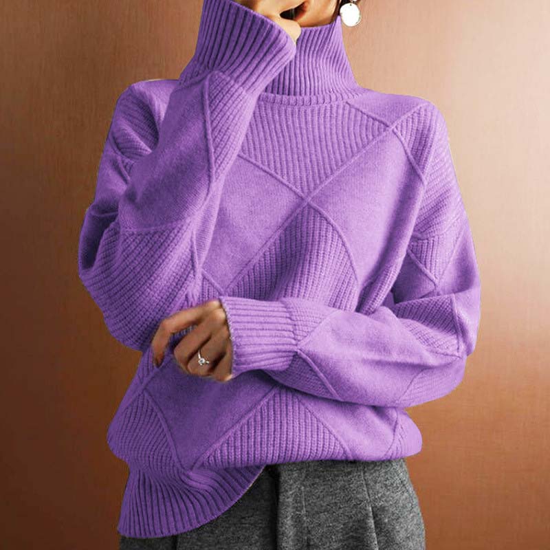 Women's Turtleneck Knit Sweater in Light Purple