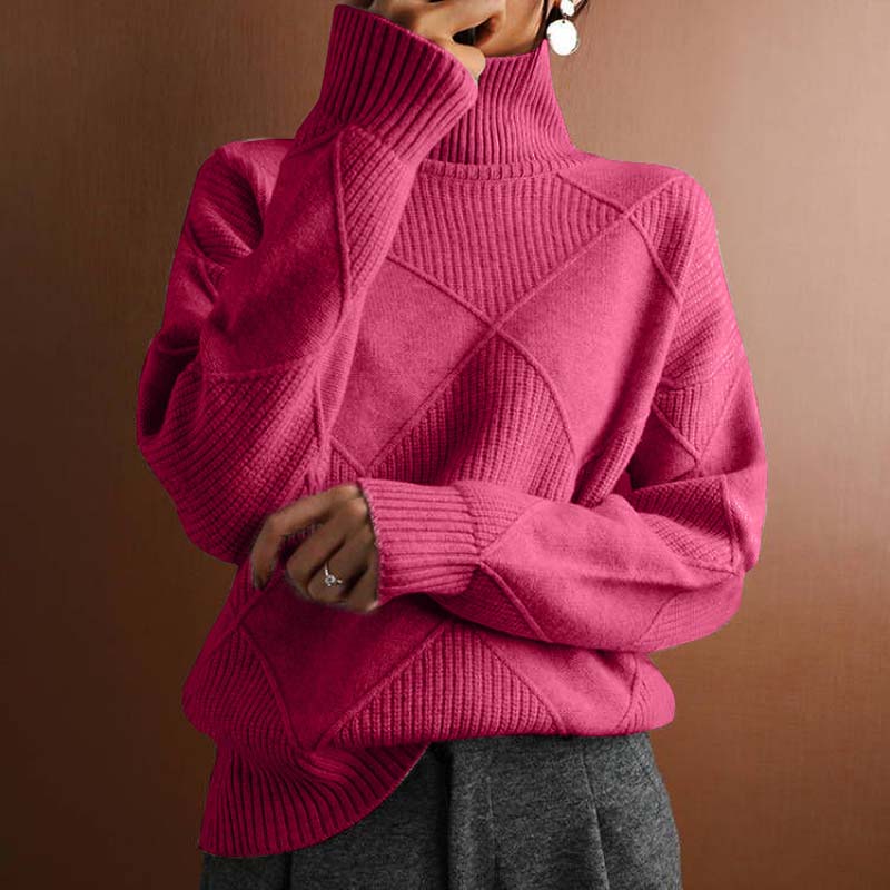 Women's Turtleneck Knit Sweater in Pink