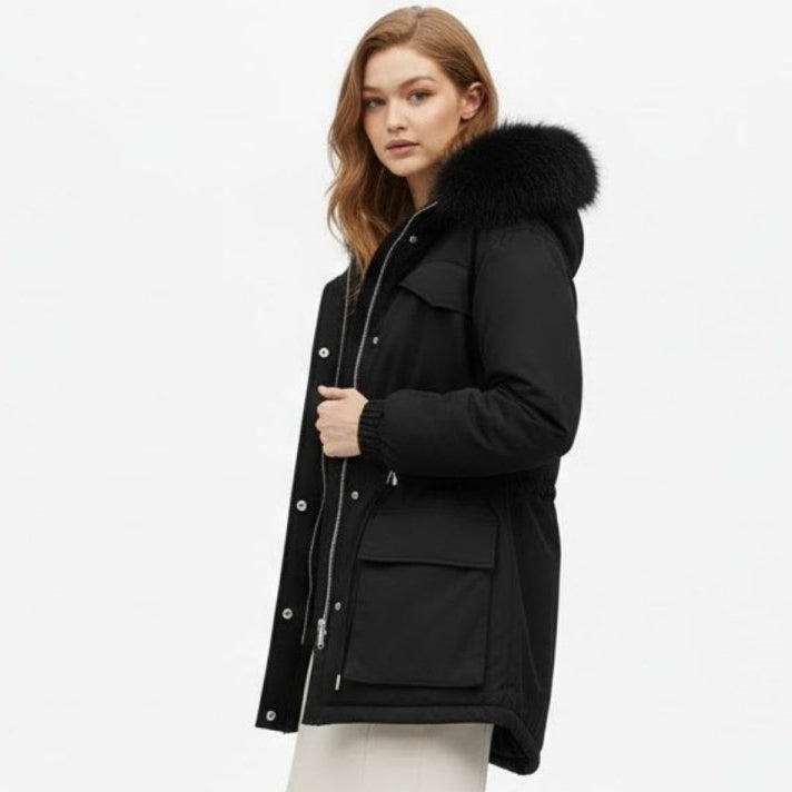 Women's Warm Faux Fur Trim Winter Parka