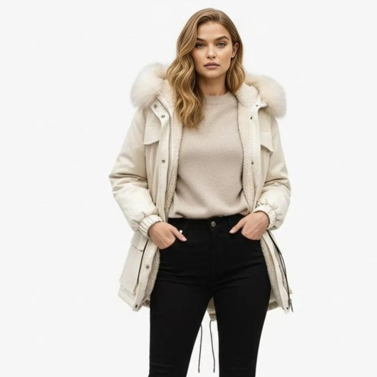 Women's Warm Faux Fur Trim Winter Parka