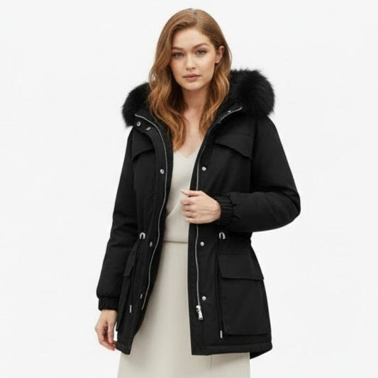 Women's Warm Faux Fur Trim Winter Parka