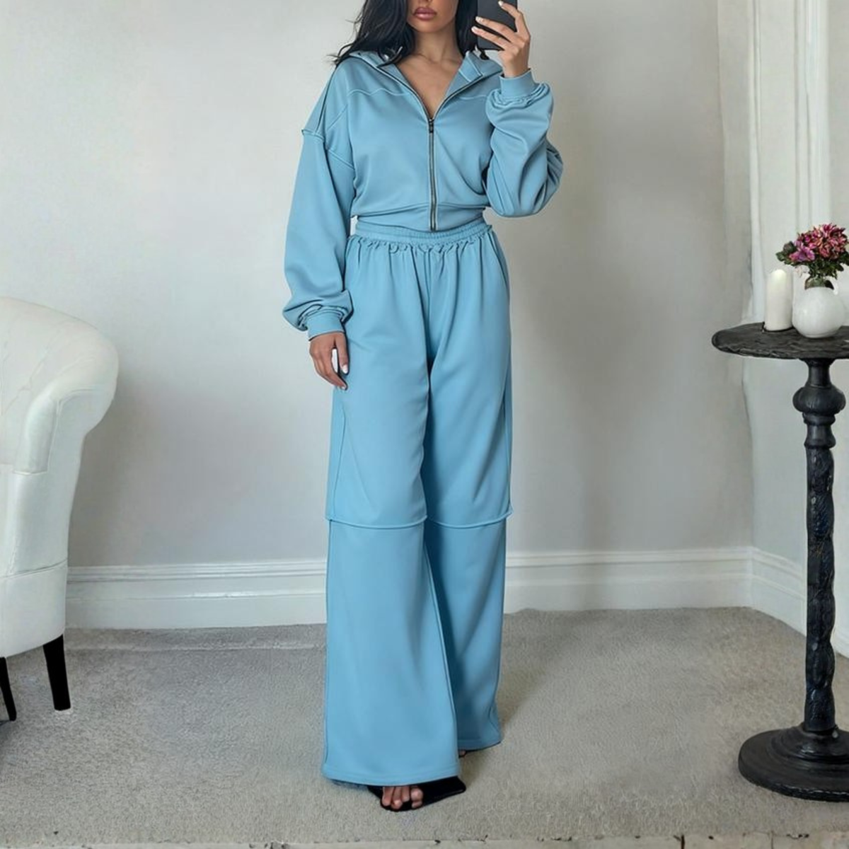 Women's Zip Hoodie & Joggers Set in Blue