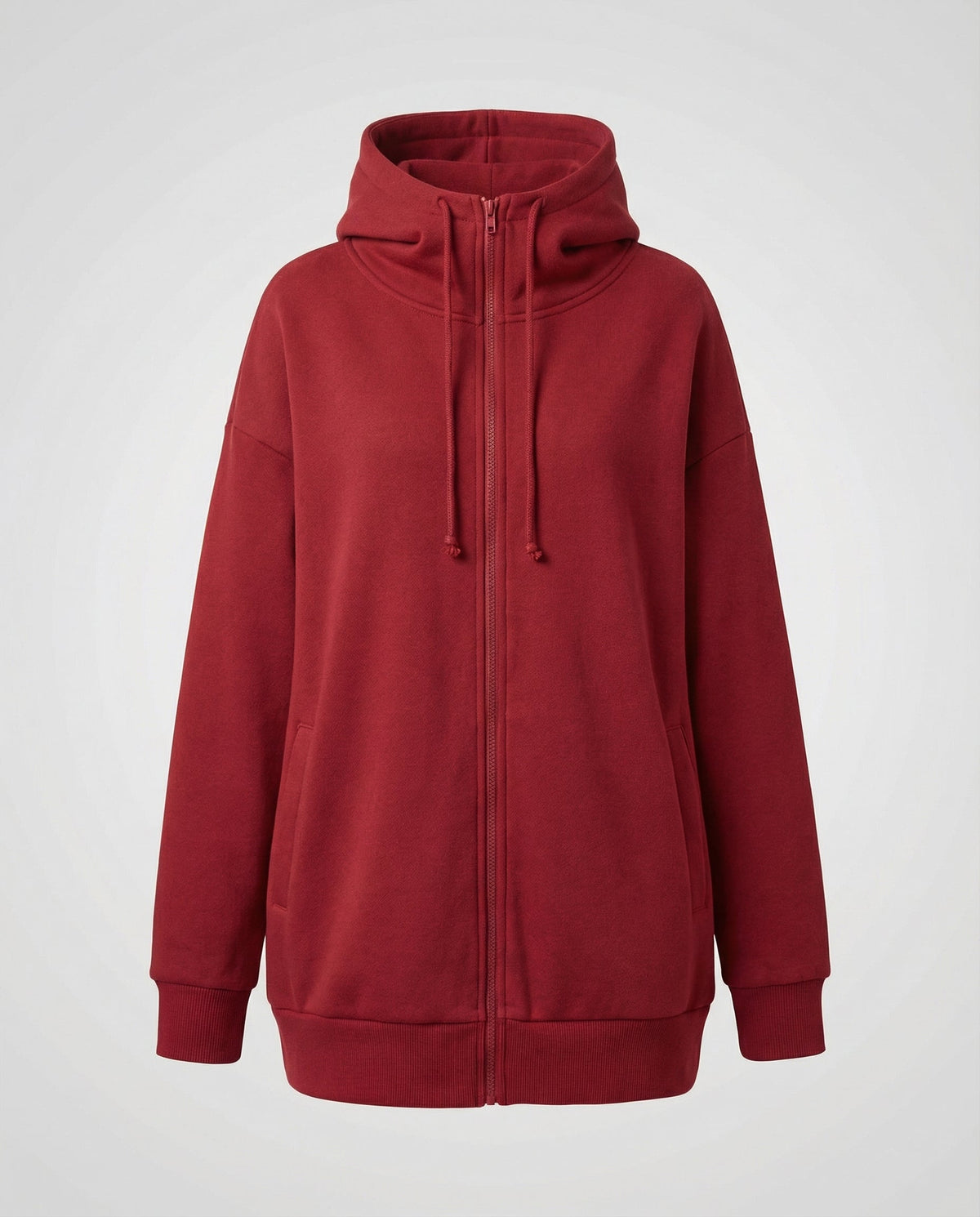 Women's Zip Up Fleece Hoodie in Red