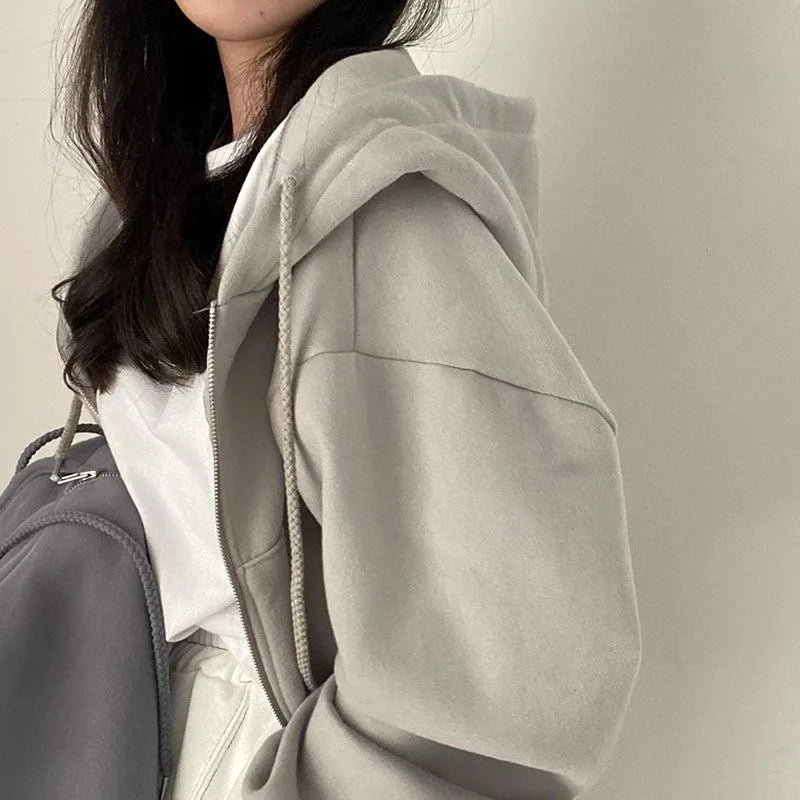 Women's Cropped Zip Fleece Hoodie